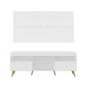 Ver mais imagens de Rack Retrô com Painel e Suporte para TV até 65" Multimóveis Flórida FG3134 Branco/Natural