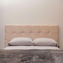 Ver imagem 2 de Cabeceira Casal 140cm X 120cm Estofada Detalhe em Cristais Cor:linho Bege