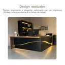 Ver imagem 7 de Mesa Diretor em L com LED 4 Gavetas 2 Portas Tamburato Supreme Marrom/Nogal/Preto Artany