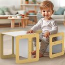 Ver imagem 7 de Conjunto Mesa e Cadeira Infantil Montessori Madeira 2 em 1 Cadeira Vira Mesa Cubo Encaixe Criança Md