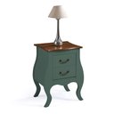 Ver imagem 1 de Mesa de Cabeceira Bombê com 2 Gavetas 1026 Linz Móveis - Verde Musgo/imbuia Glazer