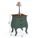 Ver imagem 4 de Mesa de Cabeceira Bombê com 2 Gavetas 1026 Linz Móveis - Verde Musgo/imbuia Glazer