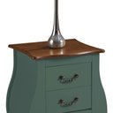 Ver imagem 2 de Mesa de Cabeceira Bombê com 2 Gavetas 1026 Linz Móveis - Verde Musgo/imbuia Glazer