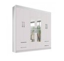 Ver imagem 2 de Guarda Roupa Solteiro com Espelho 6 Portas 4 Gavetas 177cm Recife Gold Branco - Leifer