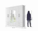 Ver imagem 4 de Guarda Roupa Solteiro com Espelho 6 Portas 4 Gavetas 177cm Recife Gold Branco - Leifer