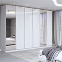 Ver imagem 1 de Guarda-roupa Casal Luxe 2,42 Metros 6 Portas 4 Gavetas com Espelho Branco - Panorama Móveis