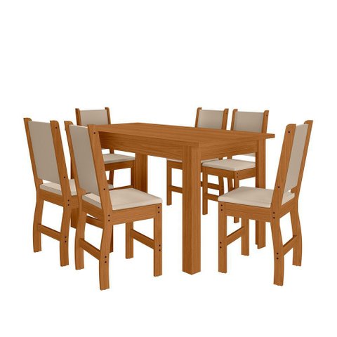 Mesa de Jantar Bellagio 6 Lugares com Cadeira Clara