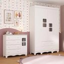 Ver imagem 3 de Quarto de Bebê Completo com Guarda-roupas 4 Portas e Cômoda Luna Multimóveis Mp4794 Branco