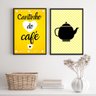 Kit 2 Quadros Cantinho do Café Amarelinho 45x34cm - com Vidro:madeira Preta - 2
