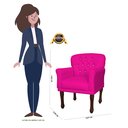 Ver imagem 4 de Kit 2 Poltronas Decorativa Ester Couro Rosa Pink Pés Madeira Ms Decor