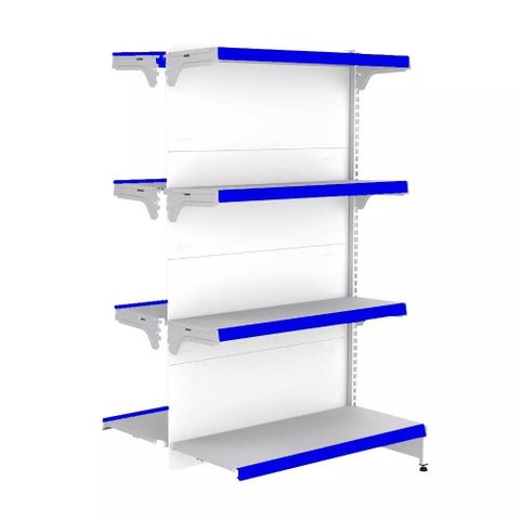 Gondola Centro 137 Fit Continuação Branco 8 Bandeja Pe Azul
