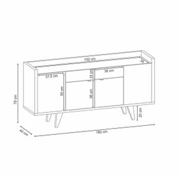 Buffet Aparador Harmonia 4 Portas 2 Gavetas 160x79-edecasamoveis - 6