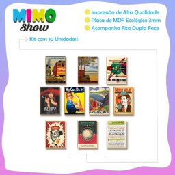 Kit 10 Placas Mdf Decoração Parede Retrô Vintage Tam A4 Rt1 - 3