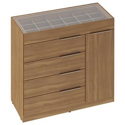 Cômoda Lume e Guarda Roupa Casal Laredo Amêndola Touch Nude Prime Flex com Portas de Vidro Reflecta  - 2