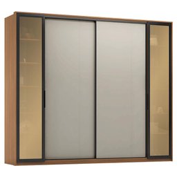 Cômoda Lume e Guarda Roupa Casal Laredo Amêndola Touch Nude Prime Flex com Portas de Vidro Reflecta  - 5