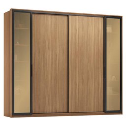 Cômoda Lume e Guarda Roupa Casal Laredo Amêndola Touch Nude Prime Flex com Portas de Vidro Reflecta  - 4