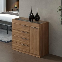 Cômoda Lume e Guarda Roupa Casal Laredo Amêndola Touch Nude Prime Flex com Portas de Vidro Reflecta  - 3
