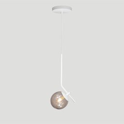 Lustre Pendente On Ly - Branco com Globo de Vidro Fumê - 2