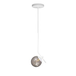 Lustre Pendente On Ly - Branco com Globo de Vidro Fumê - 1