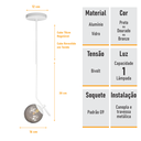 Ver imagem 5 de Lustre Pendente On Ly - Branco com Globo de Vidro Fumê