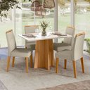 Ver imagem 2 de Mesa de Jantar 4 Lugares Retangular 120cm Tampo MDF com Vidro Miraz N01 Ypê Off White - Lyam Decor
