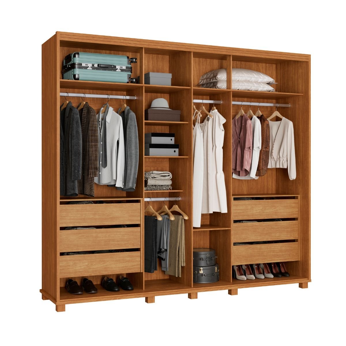 Guarda Roupa Casal Alto com Pé Madeira Pequim Lançamento | MadeiraMadeira