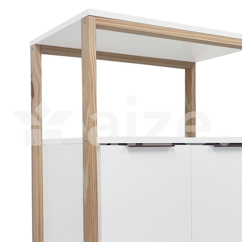 Aparador Balcão p Cozinha Decoração c Duas Prateleiras e Portas em MDP 15mm Branco Estrutura - 5