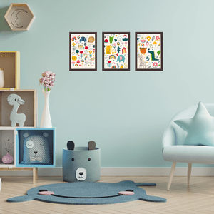 Quadro Decorativo Infantil Animais Para Criança Bebê Promo:Colorido