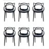 Kit com 6 Cadeira Allegra Masters 100% Polipropileno Preta - 1