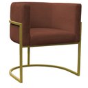 Ver imagem 4 de Kit 2 Poltronas Reforçada Decorativa Sala Carla Base Ferro Dourada Suede Marrom