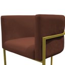 Ver imagem 3 de Kit 2 Poltronas Reforçada Decorativa Sala Carla Base Ferro Dourada Suede Marrom