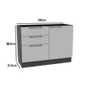 Ver imagem 2 de Balcão de Cozinha Amsterdam Ph 3135 C/ 1 Porta 3 Gavetas e Divisor de Talheres S/ Tampo 120cm Avela