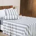 Ver imagem 2 de Jogo Cama Lençol Daily Casal Padrão Malha 100% Algodão Listrado 4 Peças - Cinza