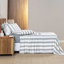 Ver imagem 3 de Jogo Cama Lençol Daily Casal Padrão Malha 100% Algodão Listrado 4 Peças - Cinza