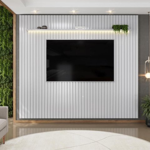 Painel para Tv até 75 Polegadas Ripado com Led Dj Móveis Trento 275 Bali