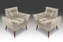 Ver imagem 1 de Kit 02 Poltrona Decorativa Opala Suede Bege - Pandora Decor