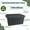 Caixa Plastica Organizadora 70 Litros Multiuso Preto com Tampa Documentos Brinquedos Roupas Sapatos - 4