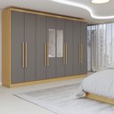 Ver imagem 3 de Guarda-roupa Casal Osasco 8 Portas 4 Gavetas com Espelho Jequitibá/granizo - Panorama Móveis