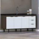 Ver imagem 1 de Gabinete Cozinha 3 Gavetas Armário 100% Mdf Multiuso 174cm: Rustico/branco
