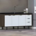 Ver imagem 4 de Gabinete Cozinha 3 Gavetas Armário 100% Mdf Multiuso 174cm: Rustico/branco