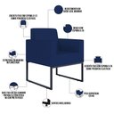 Ver imagem 6 de Kit 3 Poltronas Decorativas Sala Recepção Base Fixa Metal Helô L02 Suede Azul Marinho - Lyam