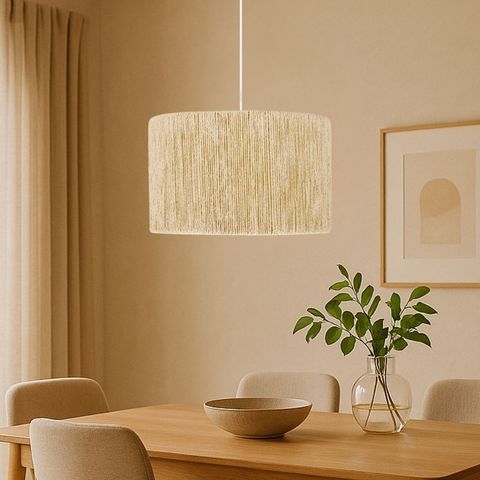 Luminária Shalon Pendente Aconchegante Corda Sisal Natural:branco