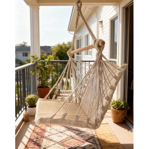Rede de Balanço de Cadeira Mesclada Caramelo/cru