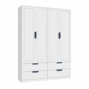 Ver imagem 2 de Guarda-Roupa para Quarto Infantil 4 Portas e 4 Gavetas Theo Branco/Neve/Azul Petróleo