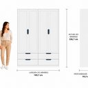 Ver imagem 3 de Guarda-Roupa para Quarto Infantil 4 Portas e 4 Gavetas Theo Branco/Neve/Azul Petróleo