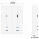 Ver imagem 4 de Guarda-Roupa para Quarto Infantil 4 Portas e 4 Gavetas Theo Branco/Neve/Azul Petróleo