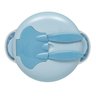 Kit Refeição Infantil Buba com Compartimento e Talheres Azul - 5