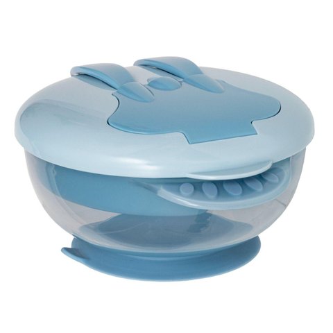 Kit Refeição Infantil Buba com Compartimento e Talheres Azul