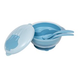 Kit Refeição Infantil Buba com Compartimento e Talheres Azul - 10
