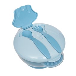 Kit Refeição Infantil Buba com Compartimento e Talheres Azul - 2